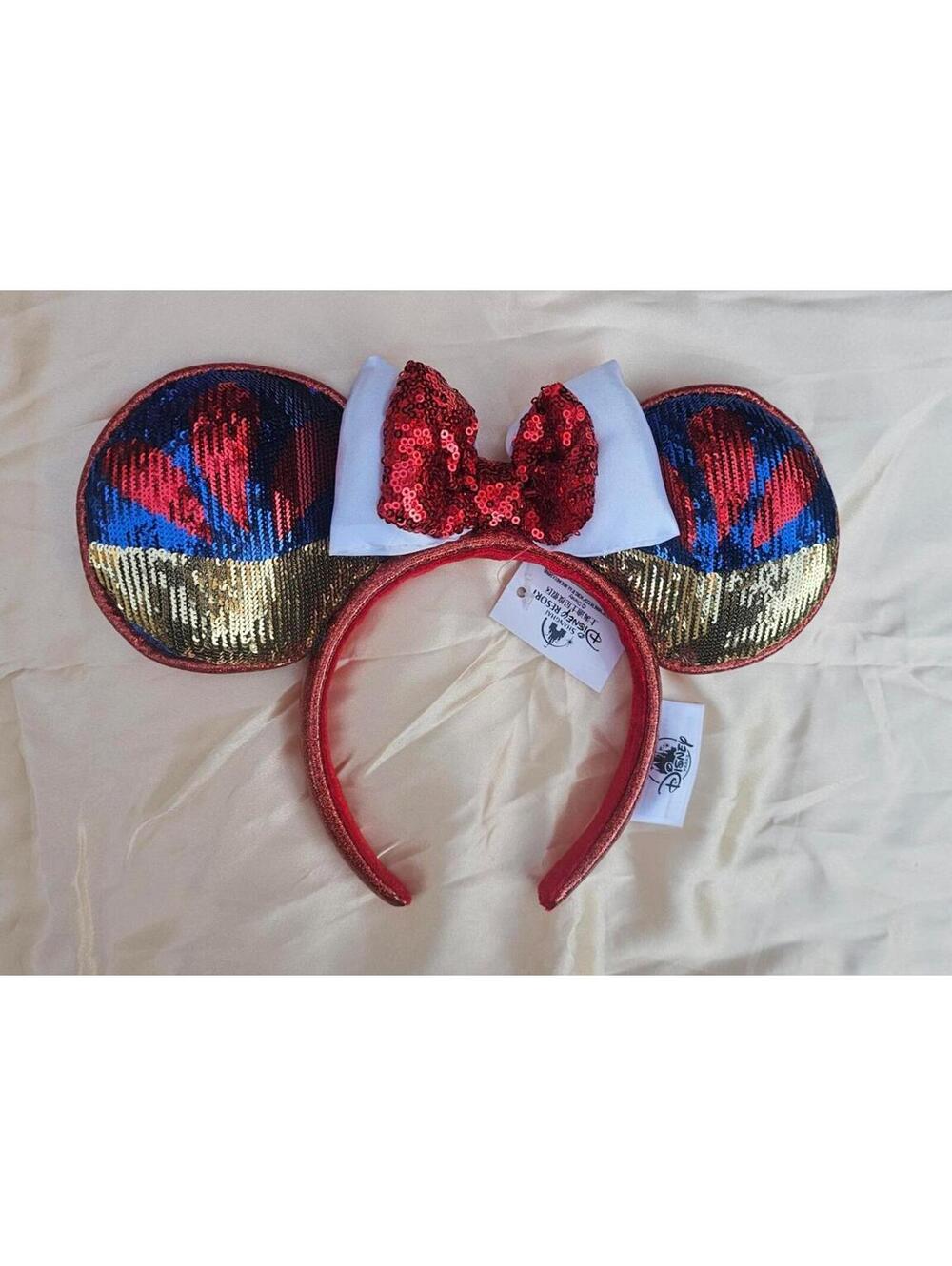 Snow White Minnie Ears Headband Sequin Blue Red Bow